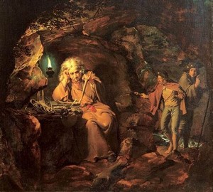 “Philosoph im Licht einer Lampe”, Joseph Wright – Beschreibung des Gemäldes
