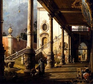 Perspektive mit einem Portikus, Antonio Canal (Canaletto), 1765