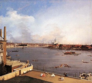 Themse und Häuser von Vororten von Richmond, Antonio Canaletto